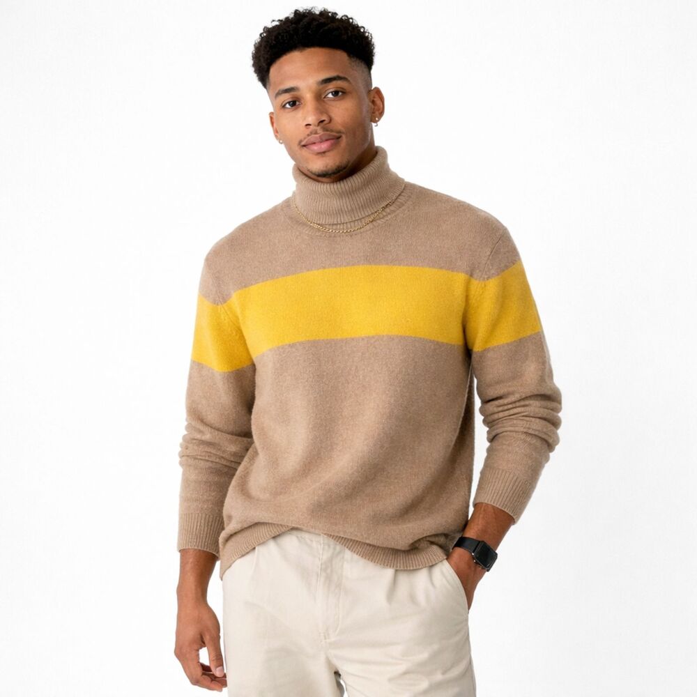 J.Lindeberg Lyd L Merino Wool Turtleneck Sweater Tiger Brown AW22